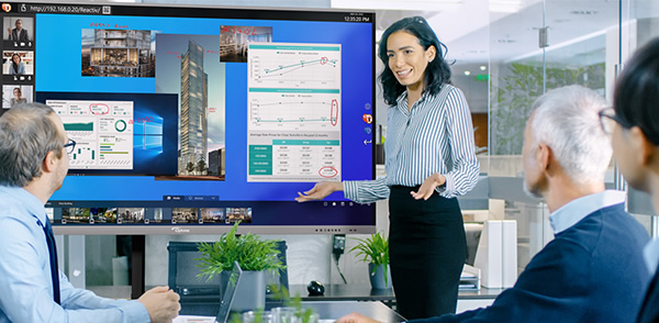 Incontro condotto utilizzando un Optoma IFPD e Vizetto Reactiv SUITE